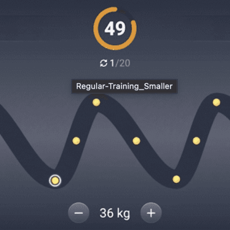 render of the mini game where a user must lift up and down  to keep a virtual ball along a digital track