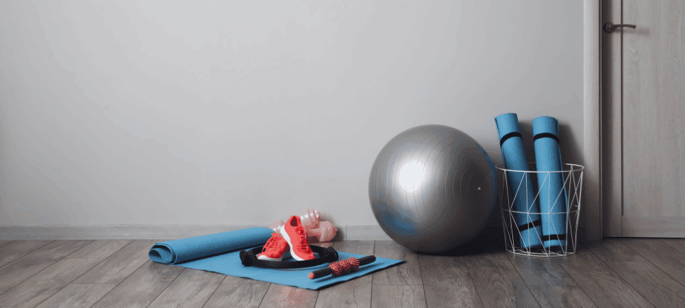 clean and well kept yoga equipment in a studio