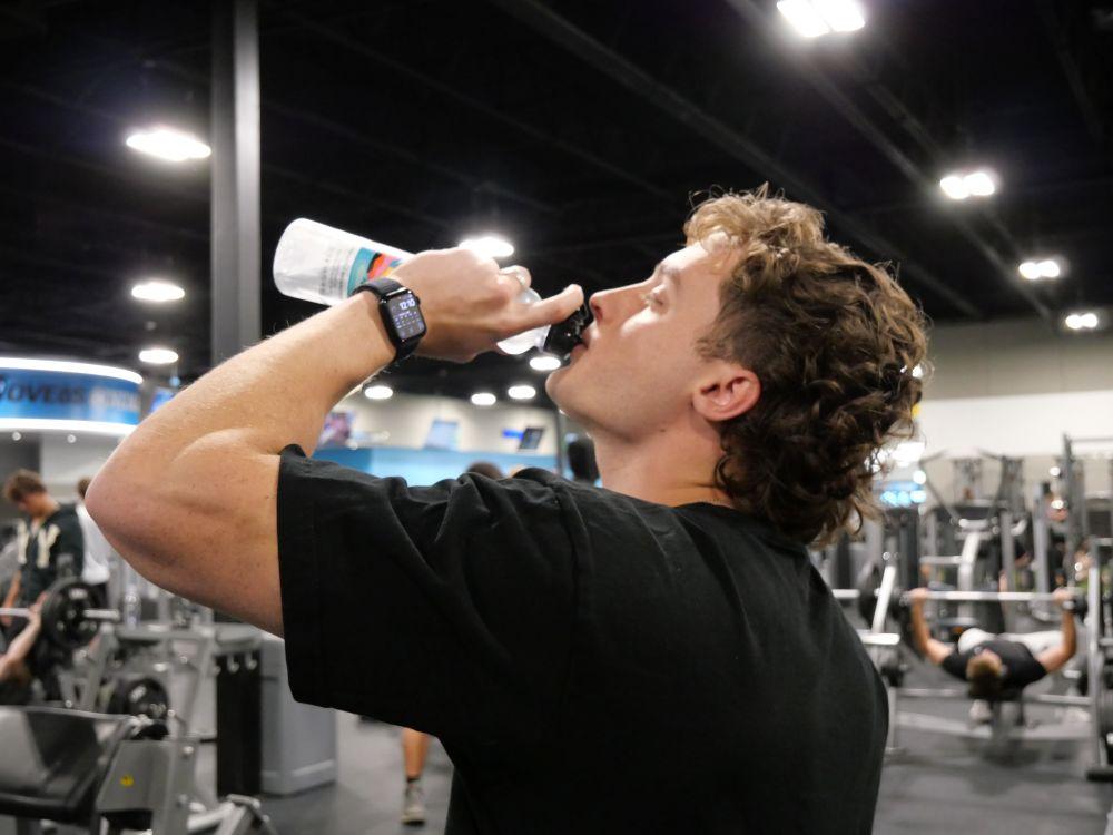 eos gym member drinking water