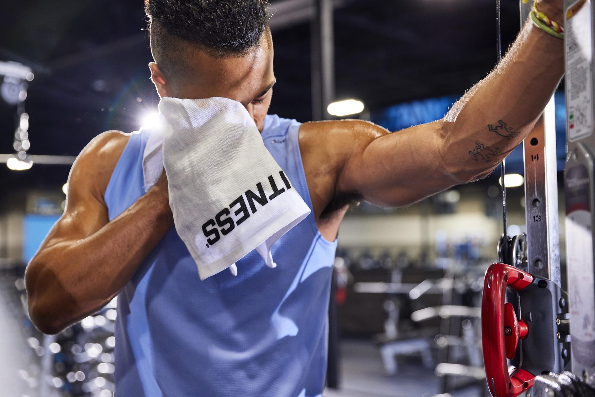 eos gym member recovering from hard workout