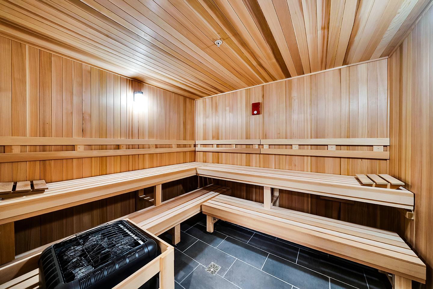 look inside a modern and clean sauna room