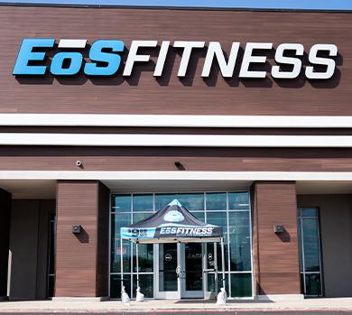 exterior shot of a eos gym on a bright texas summer day