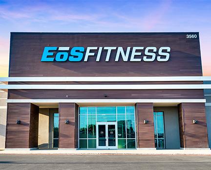 outside shot of a clean and modern eos fitness gym