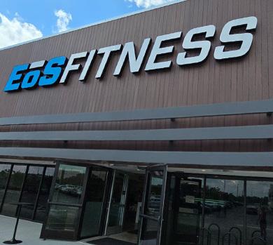 outside shot of a modern eos gym on a bright sunny day in florida