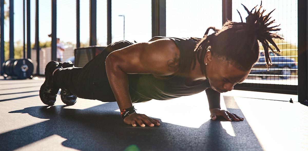 eos gym member warming up in the backyard