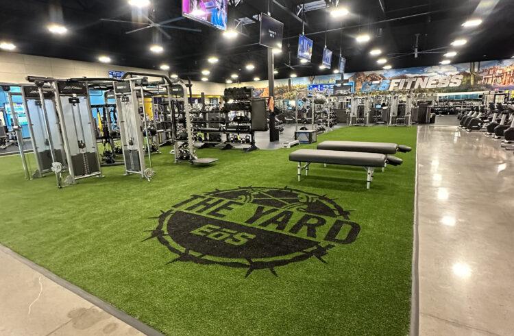 The EōS Yard®, a turf functional training area featuring battle ropes, sleds, tire flips and more