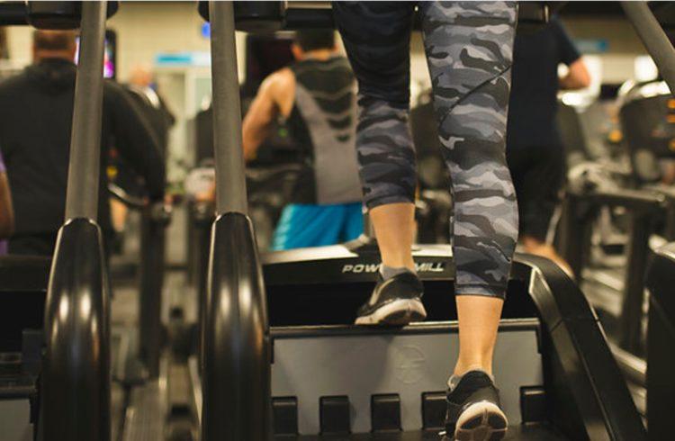 athletic eos gym member on stair climber