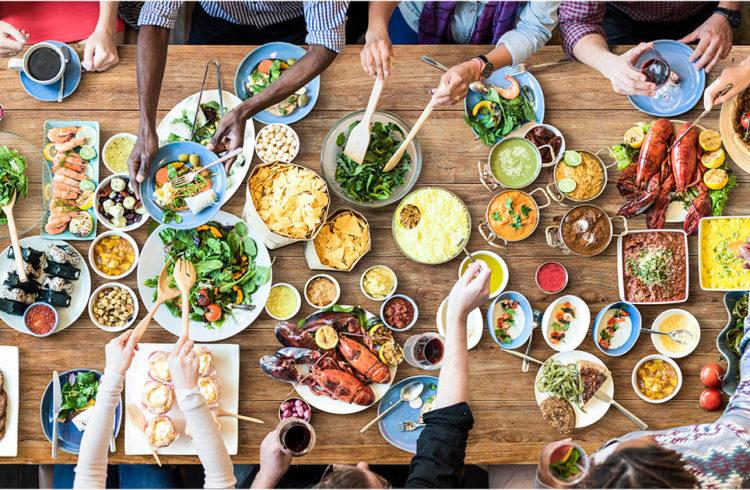 a table full of healthy foods