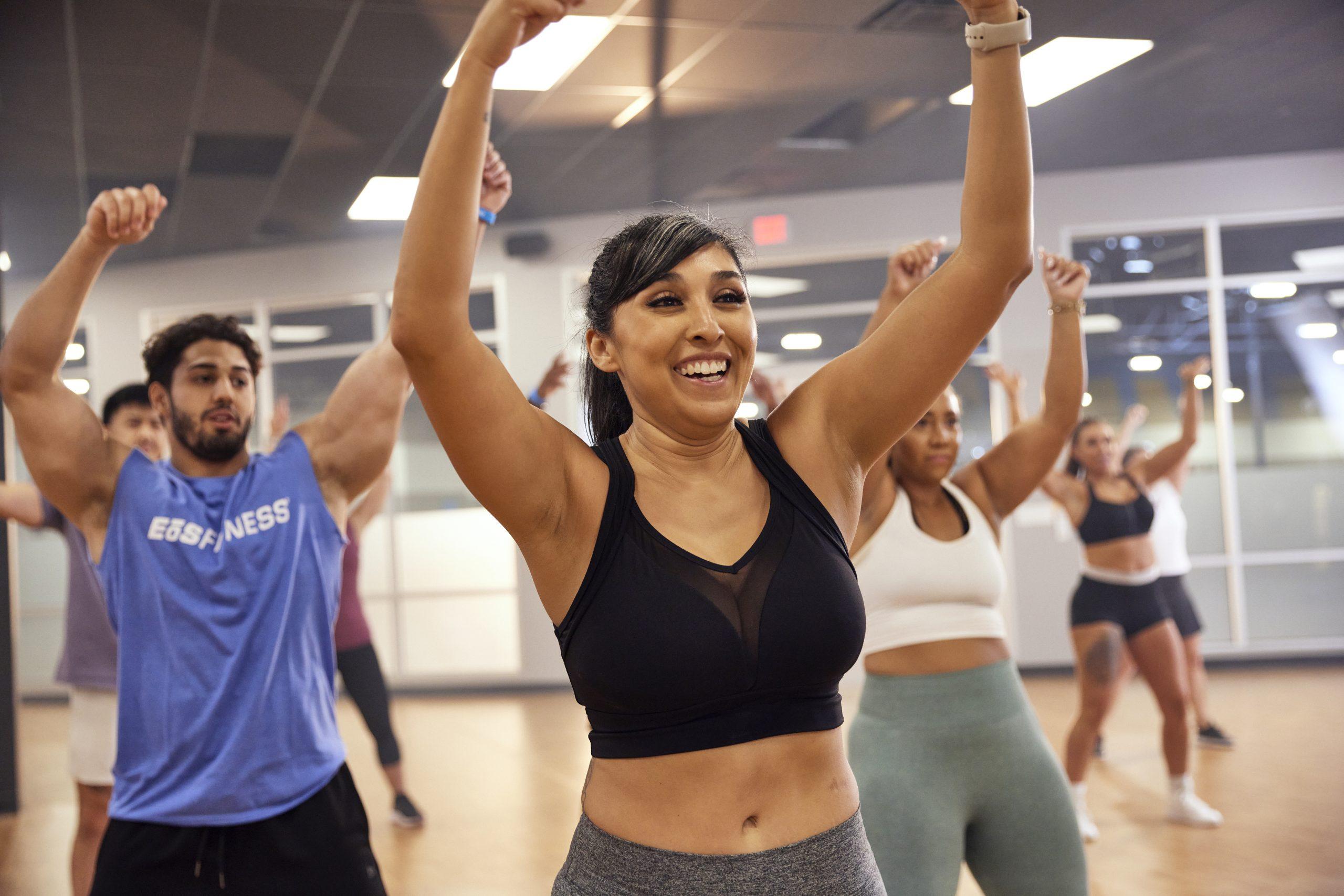 everyone celebrating in an eos class