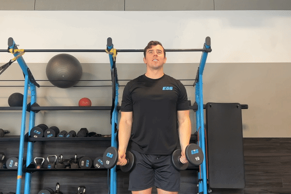 eos gym member performing a y raise