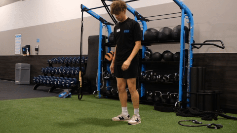 eos gym member doing greatest world stretch