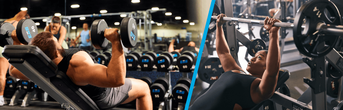 eos gym members performing push day exercises