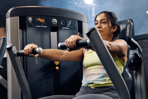 eos fitness member performing a push day exercise