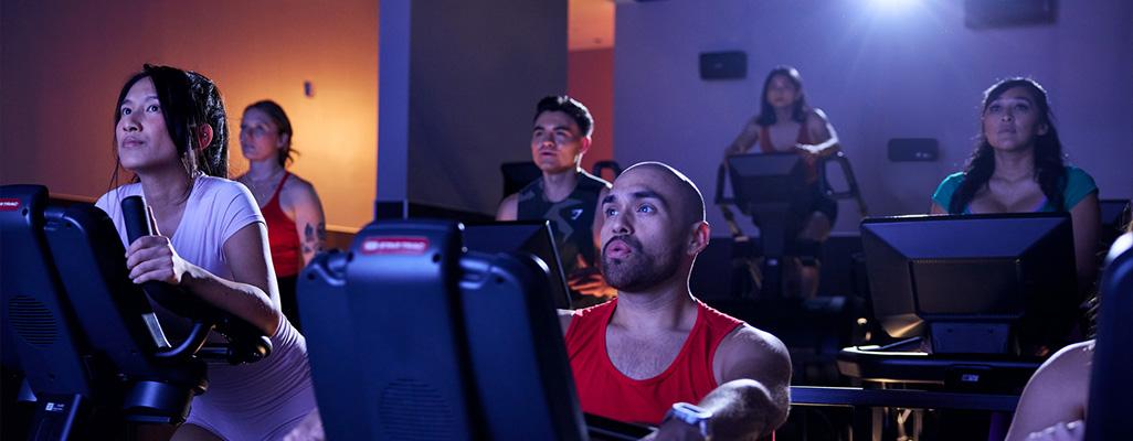 eos will crush gym members working out in the cinema cardio studio