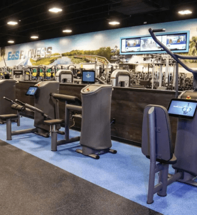 EGYM Smart Strength Equipment lined up in a gym