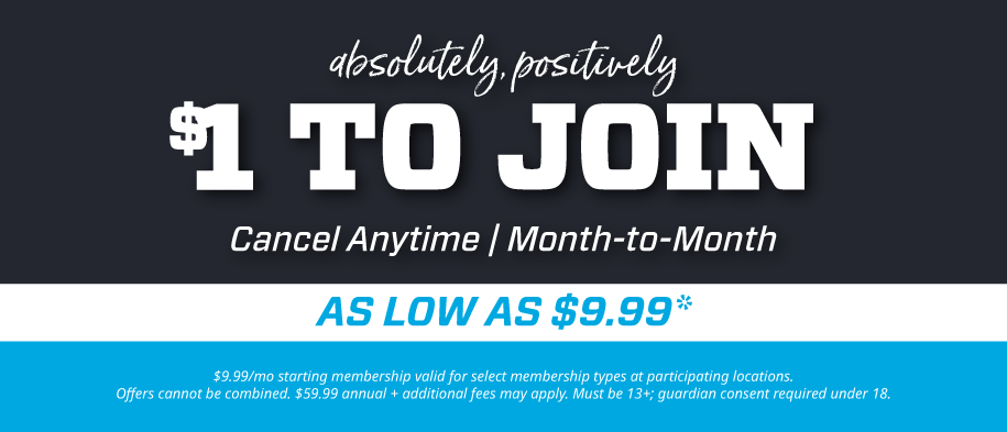 graphic showing eos fitness 1 dollar to join promo